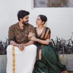 Jisma Jiji Instagram - In between an action and a cut, we found Love. Life came afterwards, when we learned to stick to it. 📸: @lightsoncreations Styled by: @stylewithandriya Jisma’s Outfit: @acornfashionlines Vimals Outfit: @byhand.in MUA: @gopzmeow