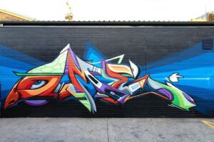 Joel Van Moore Instagram - In October I rolled over to Newcastle,NSW for @thebigpicturefest and got to paint some letters with brother Tuns @upnup_inspirations 

The letters are all freestyle and inspired by everything that was around me at the time.

#vanstheomega #graffitiphotography #graffitiporn #tmdees F1 GM