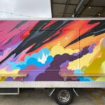 Joel Van Moore Instagram - It’s always a pleasure to be given free range to paint. This is the new pop up truck for @jakekellie out at @piratelife.portadelaide I have tried to capture the graffiti background elements with a Smokey theme running through it. Pirate Life Brewing