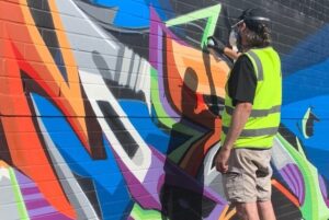 Joel Van Moore Instagram - In October I rolled over to Newcastle,NSW for @thebigpicturefest and got to paint some letters with brother Tuns @upnup_inspirations 

The letters are all freestyle and inspired by everything that was around me at the time.

#vanstheomega #graffitiphotography #graffitiporn #tmdees F1 GM