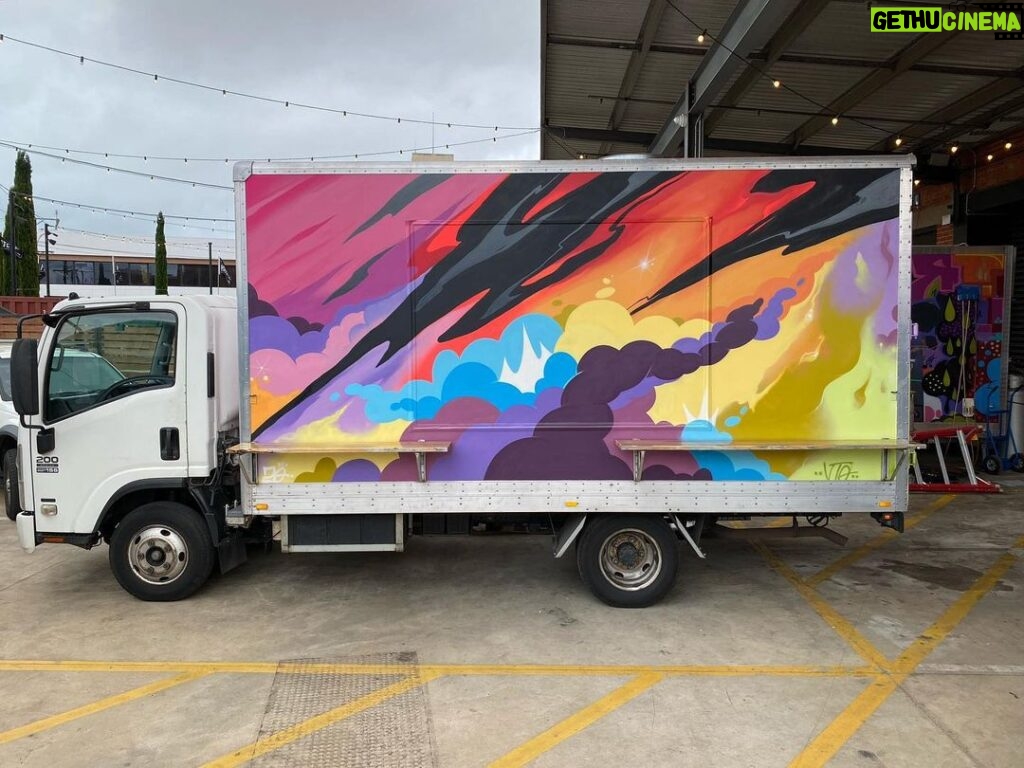 Joel Van Moore Instagram - It’s always a pleasure to be given free range to paint. This is the new pop up truck for @jakekellie out at @piratelife.portadelaide I have tried to capture the graffiti background elements with a Smokey theme running through it. Pirate Life Brewing