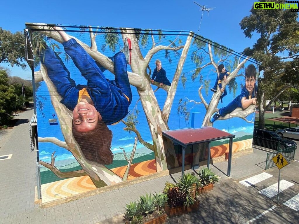 Joel Van Moore Instagram - I had a great time at Edwardstown Primary painting this one a few months back. The students had so much to share and offered a lot of constructive words while I was working. Thanks to @_artventure for the photos and help on this project. #vanstheomega #adelaide #streetart