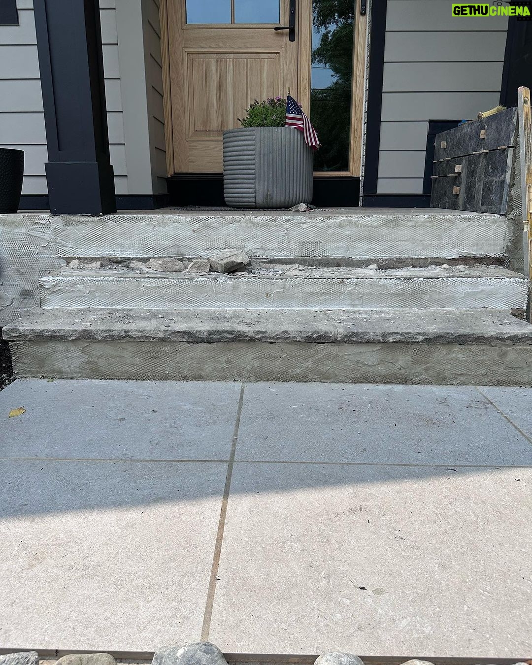 John Colaneri Instagram - #Design is all in the details and the stone work that we did around our home created a major change. When looking to update the exterior of your home always add different textures and materials. This will allow those elements to play off of each other. The earth tones from the new @jameshardie siding and the black granite from @polycor_hardscapes are two materials that work very well together. #curbappeal #exteriordesign #stoneveneer #stonework #designgoals #designinspiration #njdesigner #njbuilders