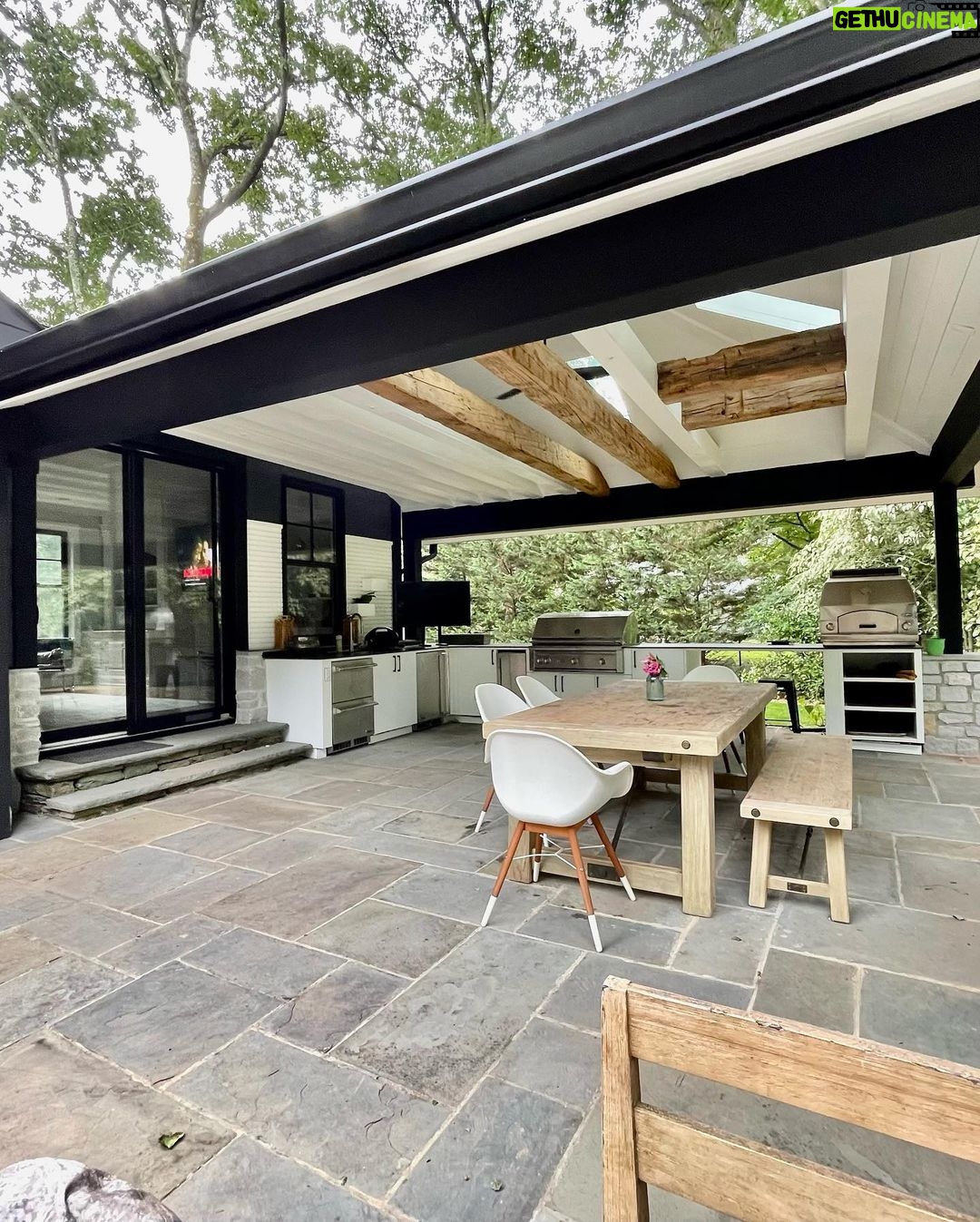 John Colaneri Instagram - With Spring here I cannot wait for the exterior projects to start at my clients homes and I have a couple planned at my home this year! I love how my client let me design these hand hewn beams from @realantiquewoodmill into there covered patio and outdoor kitchen! It is such a statement piece in the rear yard! #springdesign #design #designideas #designgoals #designmotivation #njdesigner #njbuilder New Jersey