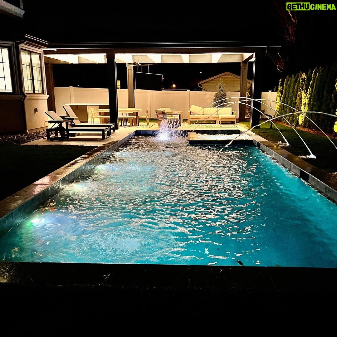 John Colaneri Instagram - Final night swim 🏊♂️ of the season! When you have a new pool you want to use it as long as possible. My clients backyard was transformed with the new pool and covered patio area! They are already dreaming about those summer days! @aquaticpoolmanagement #pooldesign #poolconstruction #nightswim #design #designideas #designgoals #backyardtransformation New Jersey