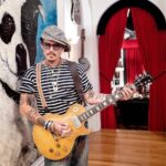 Johnny Depp Instagram - A pic from the Studio, when @kirkhammett (of @metallica , obviously) brought the famous guitar, "Greeny" over for a visit... It is the '59 Les Paul, once owned and played for many, many moons, by the incredible Peter Green from early days of Fleetwood Mac!!! I was and remain, somewhat, in shock!!! An incredible experience!!! The painting on the wall is one I made of an old friend... My old dog, Mooh, who sadly passed away back when i was away on location filming, "Public Enemies". He was a very gentle boy and i still miss him greatly!!!!