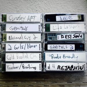 Jon Lajoie Instagram - Doing some spring cleaning and came across all the mini DV tapes from my old Youtube videos. Whoa. This makes me feel old. Hey kids, these tapes, a bulky camcorder, and a desktop computer with a pirated version of Final Cut used to be what it took to make the equivalent of a Tik Tok video. If you don’t know what a desktop computer is, it’s like your phone, except 1000 times bigger, and 1000 times slower. 
P.S. My handwriting has only gotten worse over the years.