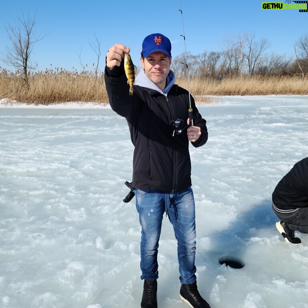 Jon Seda Instagram - Small, smaller, tiny and teeny tiny...ice fishing! #mcgrawwildlifefoundation #mcgrawwildlife