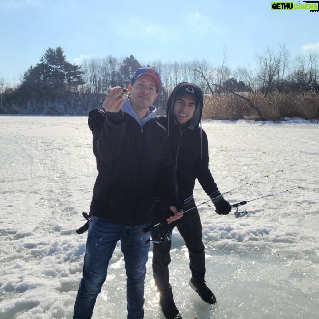 Jon Seda Instagram - Small, smaller, tiny and teeny tiny...ice fishing! #mcgrawwildlifefoundation #mcgrawwildlife