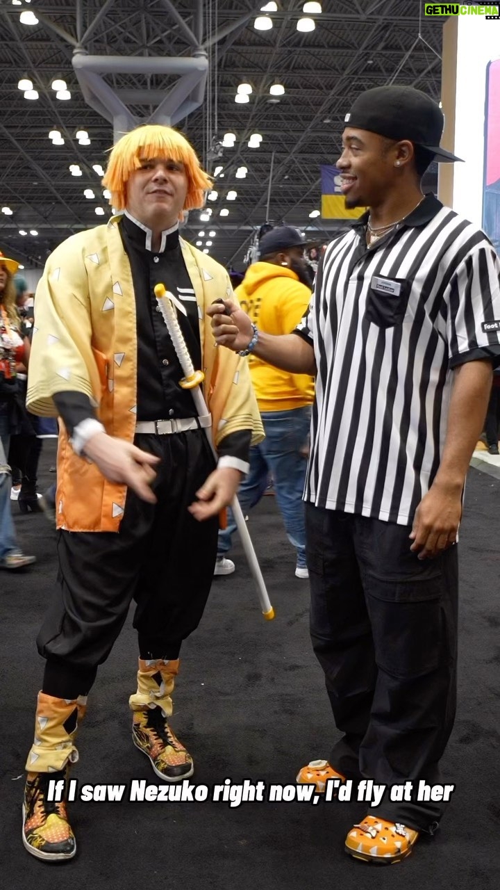 Jordan Bentley Instagram - NYCC was a movie! Come with me as I ask fans crazy questions for a pair of the Demon Slayer Crocs! If you missed your chance to grab a pair this weekend, don’t worry! Make sure you download the Foot Locker app and reserve your pair today! #Nycc #DemonSlayer #Crocs #Footlocker #newyorkcomiccon #qotd #funny #anime