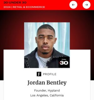 Jordan Bentley Instagram - Honored to be part of this years Forbes 30 under 30.

We made it happen 😭🏆
#forbesunder30