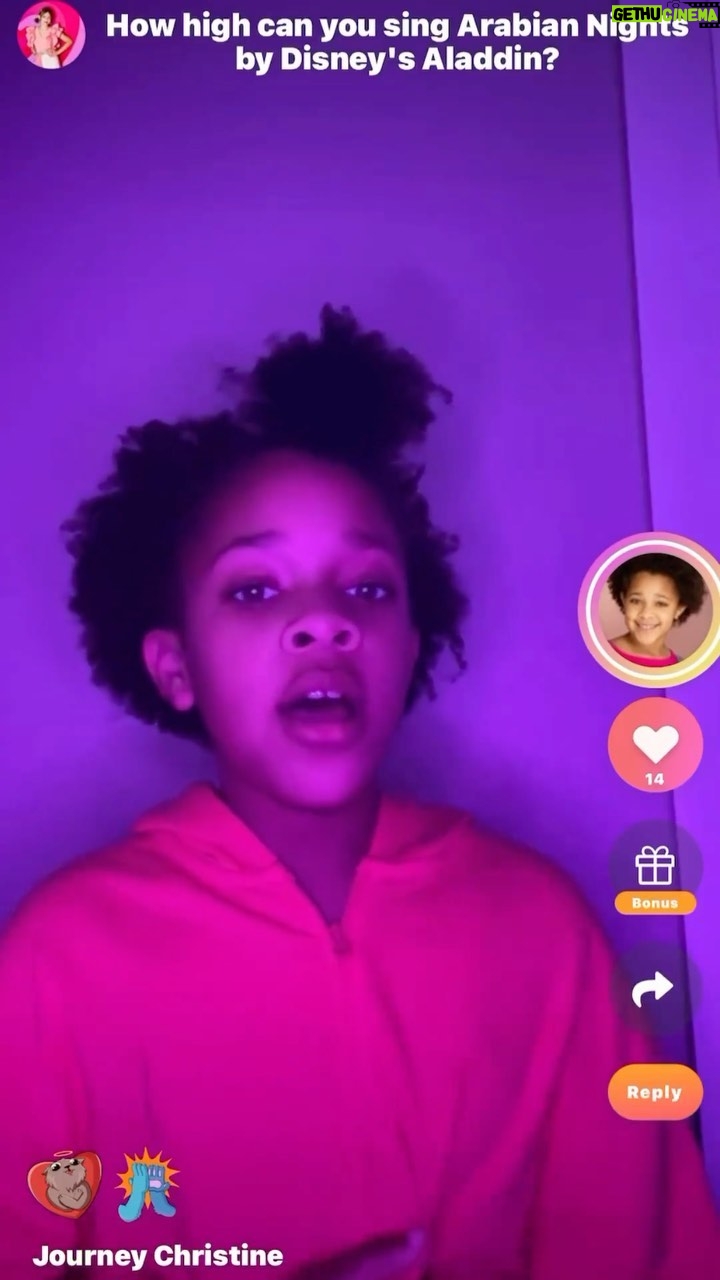 Journey Christine Instagram - When @lovelylululana challenged kids on #zigazoo to sing Disney’s #arabiannights… @journeychristine OVERDELIVERED😍🎶🎤