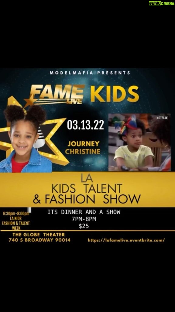 Journey Christine Instagram - Pull up this Sunday! Limited tickets still available so hurry. www.lafamelive.eventbrite.com The Globe Theater