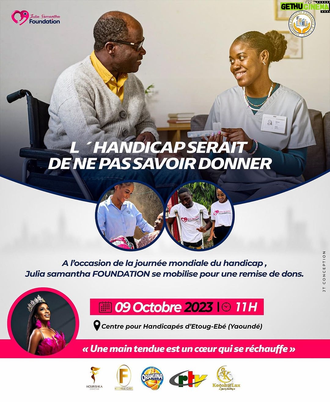 Julia Samantha Edima Instagram - The real handicap would be not knowing how to give. π€²π½ π On the occasion of World Disability Day , celebrated every october 9 , let us pay particular attention to these people with reduced mobility, but also, let us talk about mental disability. yes, it's not just physical you know! Let's start with a donations delivery to those lovely people on Monday β€οΈ, then our conference debate around the theme: Mental health education, how to overcome with a disability? The week promises to be so interesting, I can't wait to bring you in this new page of my Beauty with a purpose "Your mental your beauty" with the collaboration of @fondationfeef ! Humanity is always a beautiful adventure . π #missworld #missworldcameroon #yourmentalyourbeauty