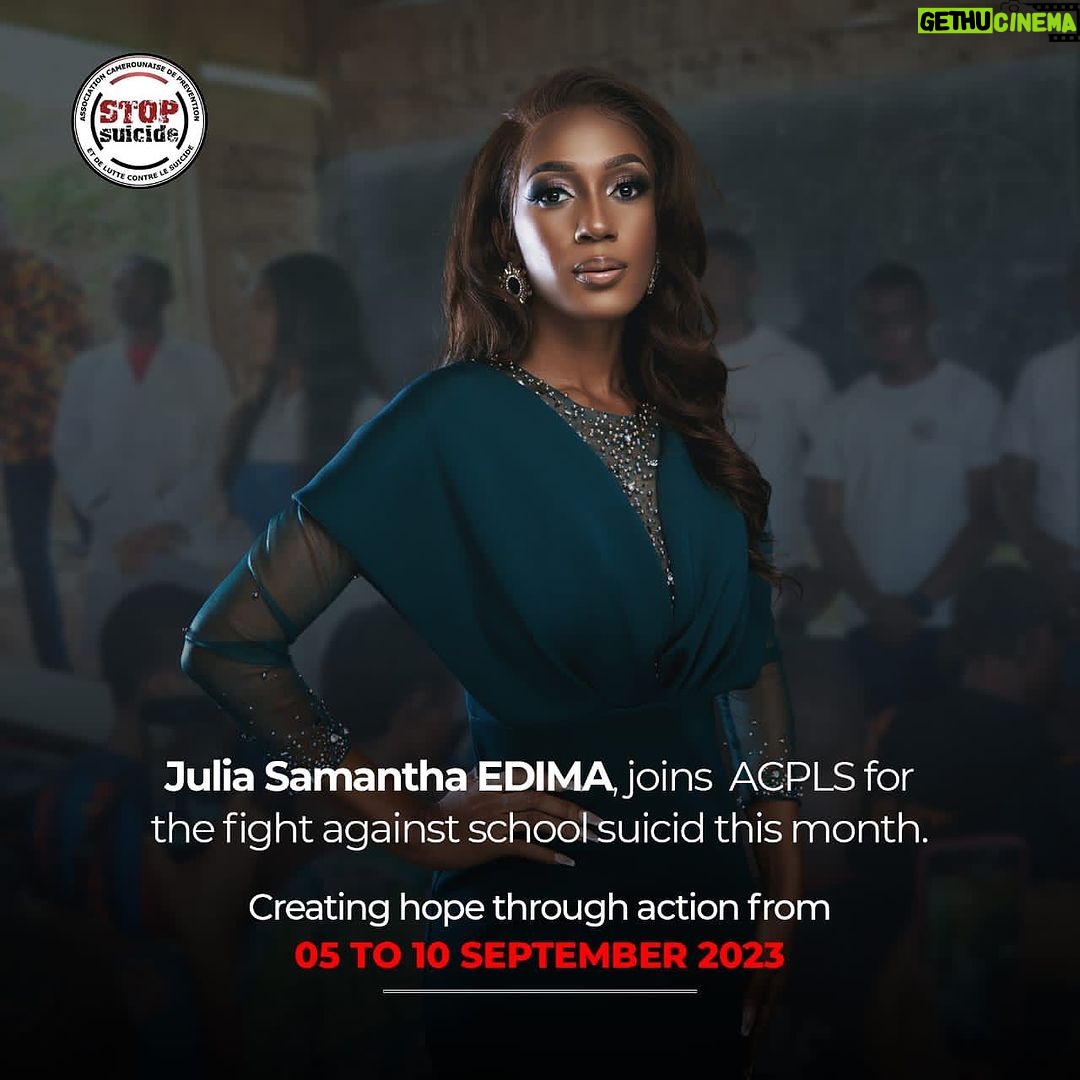 Julia Samantha Edima Instagram - ❌STOP SUICIDE ❌ Un mois riche en sensibilité avec l'Association camerounaise de prévention et de lutte contre le suicide s'annonce pour nous ❤️ Je me sens honorée de me joindre à cette dynamique association, dans l'élan de mon engagement pour la promotion de la santé mentale au Cameroun. Rejoignez-nous dans l'action pour la lutte et la prévention contre le suicide tout au long du mois de septembre suivant le programme ci-après : Marche sportive dans le Centre ville de Yaoundé séminaire de formation sur la relation d'aide , Remise de dons aux personnes atteintes de la maladie mentale et errantes; sensibilisation dans les établissements scolaires et conférences débats. Créons l’espoir à travers l’action 🤲🏽❤️ #stopsuicid #yourmentalyourbeauty