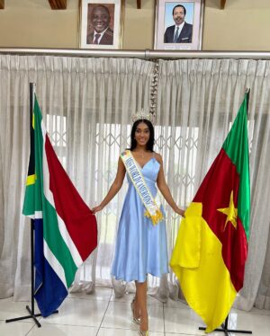 Julia Samantha Edima Instagram - last day in Mandela's country🇿🇦. I wanted to visit the Cameroonian embassy in South Africa before returning to my land. More than a visit, it was a privileged moment of exchange with these brave ladies who serve our homeland beyond the borders, who promote Cameroon in its diplomacy, its economy, its culture. 

My stay here was definitely very enriching for me, because I was able to meet great people and broaden my horizons. I am grateful for this new experience. 🙏🏽

#missworldcameroon #experience