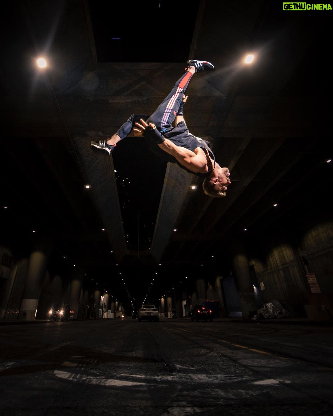 Justin Howell Instagram - Shoot for the stars. Who knows what can happen.⭐️ . Also my tongue is out for aerodynamics 😝 . 📸 @phil.beans 👕 @adidas @adidasca @adidasfootball #adidas . . . . . #gymnast #californiaadventure #california #stuntlife #californialife #adidasultraboost #travelcalifornia #stuntman #adidasshoes #tumbling #flips #streetstyle #losangelescalifornia #californiagirls #fashion #action #freerunning #stunts #sneakers #tricking #californiadreaming #backflip #adidasoriginals #flip #travel #adidas #hypebeast #adidassuperstar Los Angeles, California