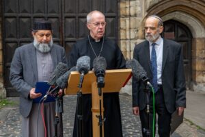 Justin Welby Instagram - The war in Israel and Gaza cannot be allowed to sow antisemitism, hatred and prejudice in the UK.

This morning at Lambeth Palace I was joined by Sheikh Ibrahim Mogra and Rabbi Jonathan Wittenberg to call for solidarity in our communities.

Sheikh Ibrahim and Rabbi Wittenberg spoke for their own communities and networks, of their deep pain for what is happening in Israel and Gaza and the sharp rise in antisemitism in the UK, but also of the comfort they have found in friendship forged across religious difference.

I pray that we remain united against all forms of discrimination. 

Read more at the link in bio.