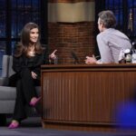 Kaitlan Collins Instagram - We may or may not have talked about Alabama football. Tune in tonight to find out. @latenightseth (📷: Lloyd Bishop/NBC)