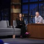 Kaitlan Collins Instagram - We may or may not have talked about Alabama football. Tune in tonight to find out. @latenightseth (📷: Lloyd Bishop/NBC)