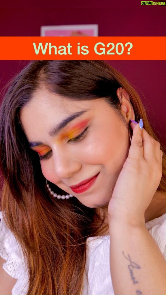 Kanisha Malhotra Instagram - “Channeling my inner glam queen while prepping for the G20 summit! 💄✨ As I create a look using shades of one of the joining country’s flag. Can you guess which country is it? The G20 World Summit is an annual meeting consisting of political leaders, which is taking place in Delhi this year. The attendees will include U.S. President Joe Biden, U.K. Prime Minister Rishi Sunak, Canadian Prime Minister Justin Trudeau, and French President Emmanuel Macron🌍🌟 Rumours has it that in this G20 meet, Our Prime minister is going to change the name from India to Bharat, what are your thoughts on this? Comment below 👇 #Kanishamalhotra makeup #Makeupgoals #GlobalcollabrationG20Summit #GlamPrep #ExcitingTimesAhead #G20 #g20summit “