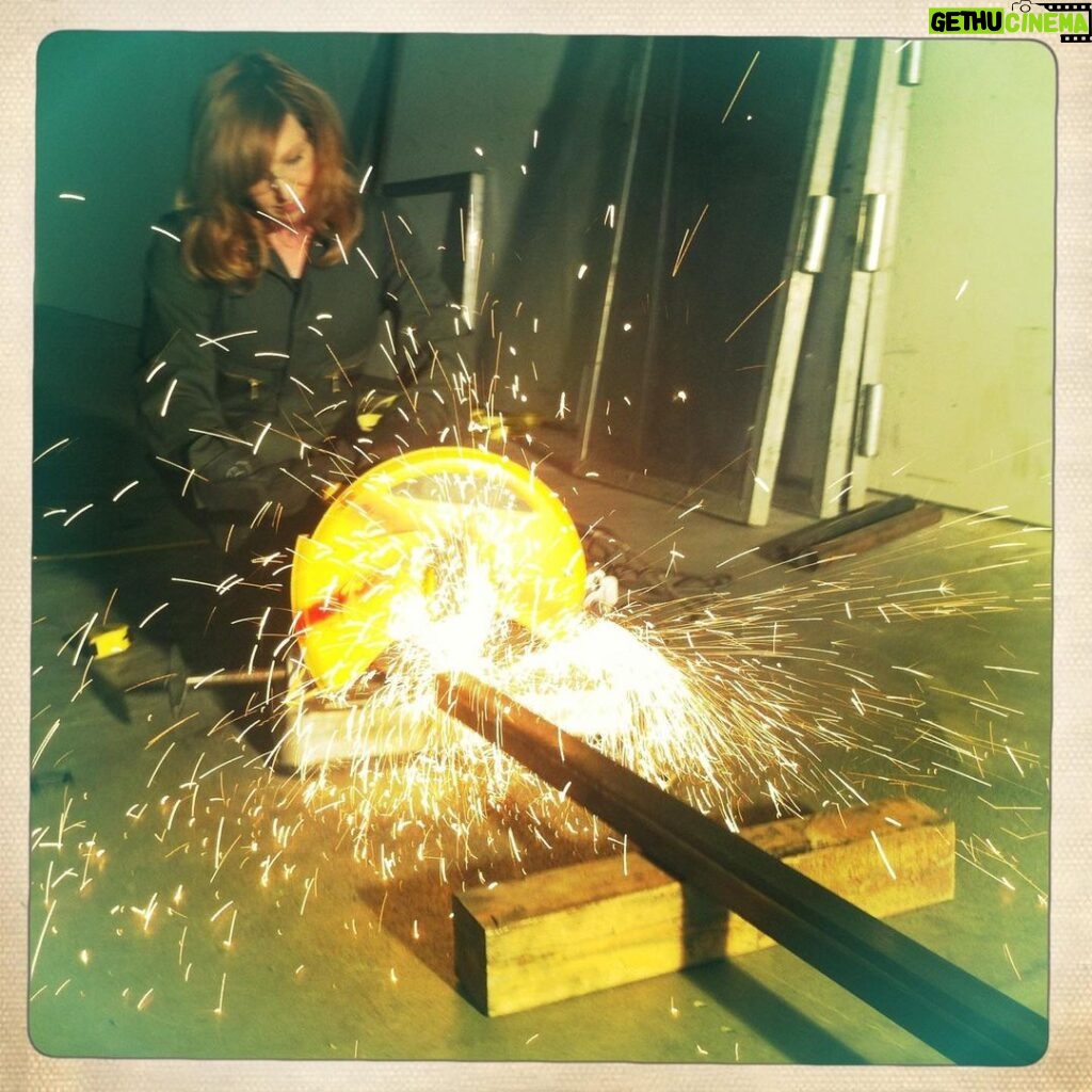 Kari Byron Instagram - Sparks burn. Why are women makers always dressed up like a princess and then given a grinder for a photoshoot? I have posed for that shot so many times. In real life I wouldn’t be in a shop in a dress unless it was under my coveralls.