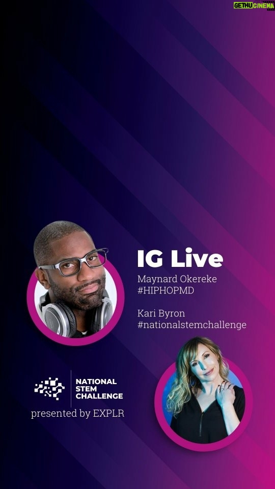 Kari Byron Instagram - "Curiosity is nature's PhD. Never stop asking questions."💥🎤drop💥 The #HipHopMD Maynard Okereke stopped by IG Live a couple weeks ago to share his diagnosis with all the innovators out there: Science is everywhere! And believe it or not, 🫵 YOU are a scientist. Thank you @hiphopscienceshow for a great chat with our co-director @therealkaribyron and dropping some serious gems! 💎 #NationalSTEMChallenge #EXPLR #IGLive #YoungScientists #ThrowbackThursday