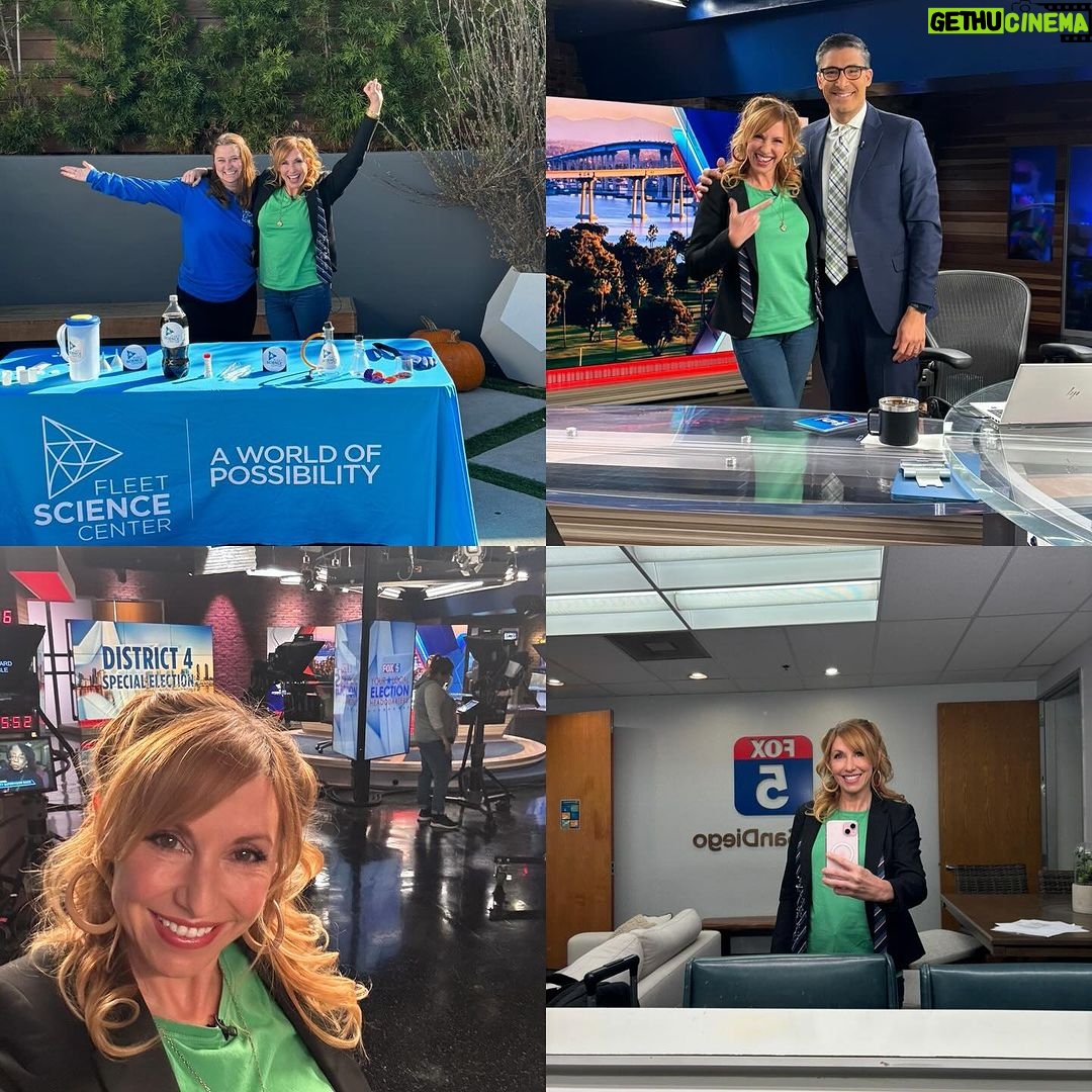 Kari Byron Instagram - Turn and burn trip to San Diego for some more exciting press. Live on the news this morning to celebrate #NationalSTEMday and the National STEM Challenge! Bonus segment with @fleetscience to do a few demos😜 @fox5sandiegomorningnews @nationalstemchallenge @explr_media #stem #teachers #steam #education #science #behindthescenes #crashtestgirl
