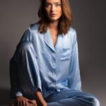 Karmen Pedaru Instagram - ✨ Slip into Pure Luxury Pyjamas: Where Dreams Are Made of Silk! ✨ Wearing my “Dreams Come True” pyjama set. @karmenpedaru.silk #luxurypyjamas #silkpyjamas #dreamscometrue