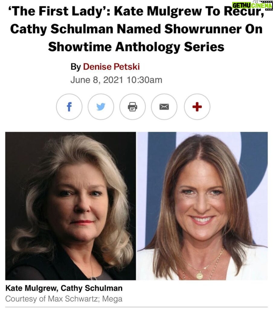 Kate Mulgrew Instagram - It is extremely gratifying to work with such extraordinary women - @violadavis is a force of nature & Susanne Bier is uniquely qualified to direct women who have carved singular paths - her style is wildly creative, completely original. Excited to assist in the telling of @michelleobama’s FLOTUS journey as her accomplished chief of staff Susan Sher. So many powerhouse women in this @showtime series - looking forward to @gilliana & @michellepfeifferofficial performances in season 1! https://deadline.com/2021/06/the-first-lady-kate-mulgrew-recur-cathy-schulman-showrunner-showtime-anthology-series-1234771389/