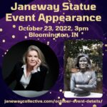 Kate Mulgrew Instagram – I am appearing at the Janeway Statue in Bloomington, IN on 10/23 – tickets available now! Proceeds go to Alzheimer’s research; thank you to the @janewaycollective for organizing and hosting. I look forward to finally visiting this work of art in person! 

https://janewaycollective.com/october-event-details/