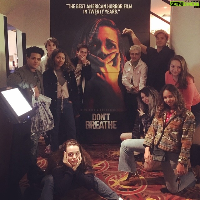 Katherine Langford Instagram - Accurate feels. Thankyou crew for letting me cower through this ENTIRE movie, and a huge congratulations to @dylan_minnette on this film! Love, your 13 Reasons Why fam xx #DidNotBreathe
