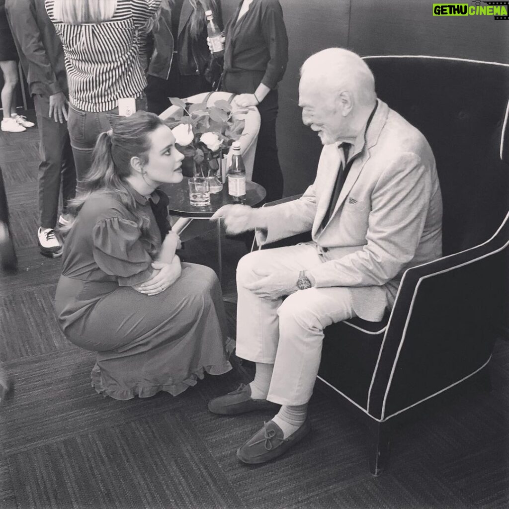 Katherine Langford Instagram - Such sad news to wake up to. I remember the first day Christopher Plummer walked onto the knives out set, and everyone stood - a small indication of the legacy and respect he has among so many. Although only a moment in an extraordinary life, I will always be grateful to have worked with this wonderful man, and for this stolen moment at tiff; our conversation in the corner amidst the chaos. What an honor to have met you, Mr Plummer ❤