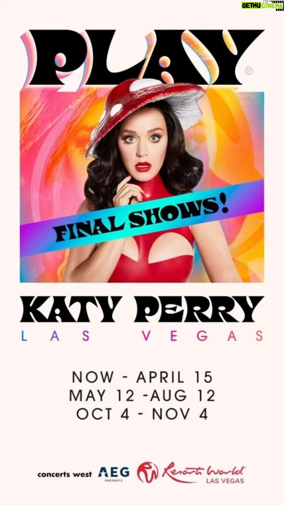 Katy Perry Instagram - Don’t let PLAY be the one that got away 🥹 Final #PLAY shows EVER on sale Friday 4/12 at 10:00a at AXS.com/katyinvegas 🍄