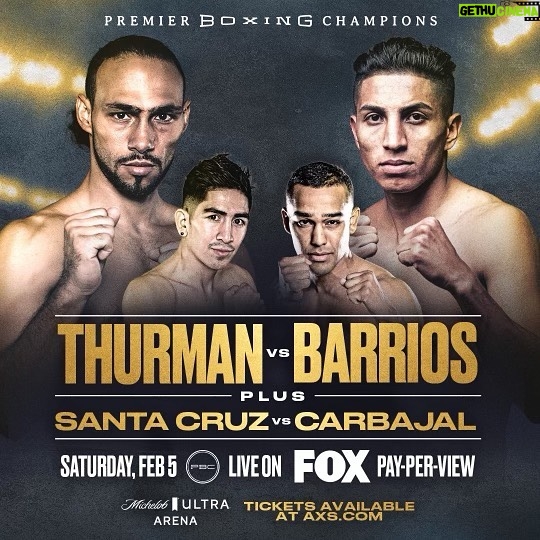 Keith Thurman - 3.2K Likes - I'm back to Vegas!
Don’t miss #ThurmanBarrios Feb. 5
🎟 via @axsevents: https://www.axs.com/events/421860/thurman-vs-barrios-santa-cruz-vs-carbajal-tickets?q=Keith+Thurman+