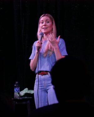 Kelsey Cook Instagram - The manager at @hilarities really reaches into the bowels of the internet to find the wildest green room photos 😂 that’s one of my first headshots from when I was 21 (but had the haircut of a devoted soccer mom) and I truly thought that was gonna be a hot facial expression. Had no idea that I looked like a woman who had been told her Kohl’s coupon expired and then demanded she speak to the manager 💀 thank you Sam, Nick, and Scott for everything this weekend! What a special club. Grand Rapids, DC, Nashville (2nd show being added), Huntsville, Atlanta, Boston and Tampa up next!!
