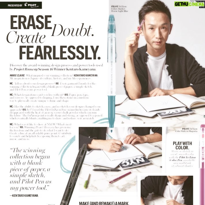 Kentaro Kameyama Instagram - #designerkentaro #projectrunway @marieclairemag @pilotpenusa