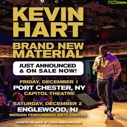 Kevin Hart Instagram - Just announced! Brand new material coming your way NY & NJ! Friday, Dec. 1 at Capitol Theatre in Port Chester, NY and Saturday, Dec. 2 at BergenPAC in Englewood, NJ. Tickets ON SALE NOW #comedicrockstarshit