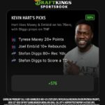 Kevin Hart Instagram - NBA + NFL action all in one night?! There's a LOT to be happy about. Check out my picks on @draftkings_sportsbook #DKPartner
