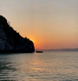 Kevin Miranda Instagram - ☀️Couché de soleil sur la baie d'Halong
J'ai mis ma plus belle chemise pour vous #maitresushi 

#voyage #trip #vietnam #viet #halongbay #photo #picoftheday #sushi #sunset #travel #love #picture #asia #cruise #nature