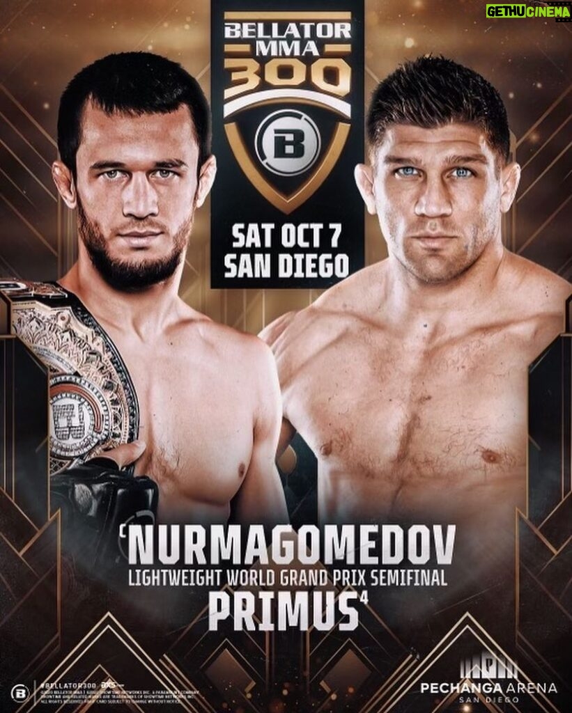 Khabib Nurmagomedov Instagram - Historical #Bellator300 event in San Diego, California headlined by my Brother @usman_nurmagomedov vs Brent Primus. Step by step my young brother is moving forward and he’s the flag bearer of our Family on international arena today. October 7 his second title defense 🤲🔝 Let’s go my Brother @usman_nurmagomedov