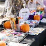 Khloé Kardashian Instagram - 🧡🎃 our annual pumpkin decorating party 🎃🧡 Balloons and event - @wildchildparty Crafts - @little_artist_party Candy wall - @thecandycoach Desserts - @cakegourmetsugarservice Kids chairs - @platinumprophouse Signage - @creativeamme