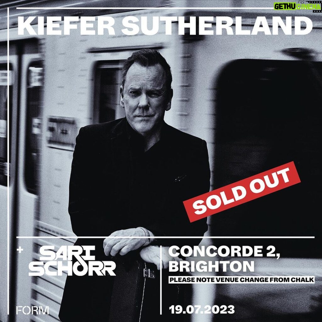 Kiefer Sutherland Instagram - The Kiefer Sutherland show scheduled for Wednesday 19th July at Chalk is moving venue to Concorde 2 due to the ongoing road cordon around The Royal Albion Hotel which suffered a devastating fire over the weekend. We apologise for the inconvenience caused, all tickets remain valid at the new venue and we hope you enjoy the show. Pool Valley currently remains closed and the emergency services are asking people to avoid the area. Thank you for your continued support.