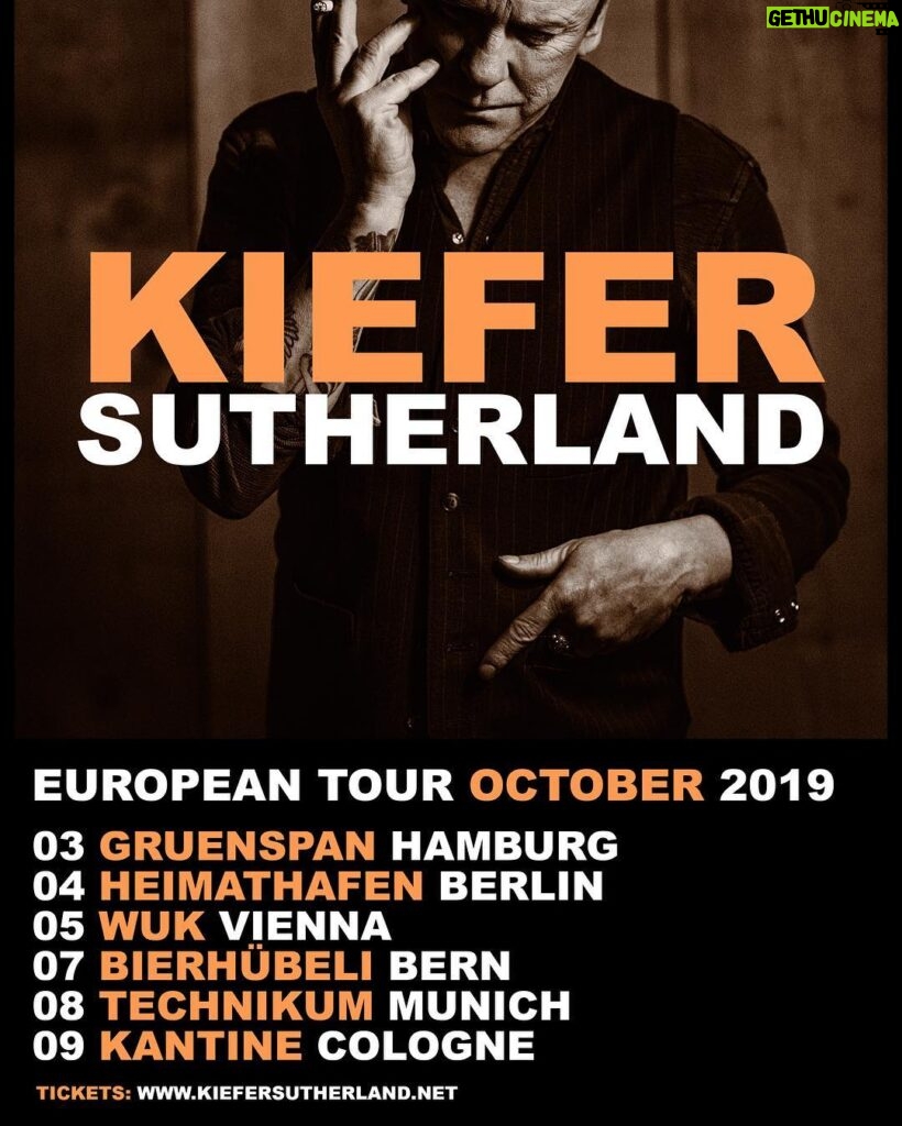 Kiefer Sutherland Instagram - More dates announced for Austria and Switzerland next October. Tickets on our website. Www.kiefersutherland.net