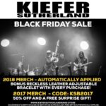 Kiefer Sutherland Instagram – Black Friday starts now. With up to 50% and a free gift with purchases. Link in Bio. Kiefersutherlandband.store