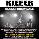Kiefer Sutherland Instagram - Black Friday starts now. With up to 50% and a free gift with purchases. Link in Bio. Kiefersutherlandband.store