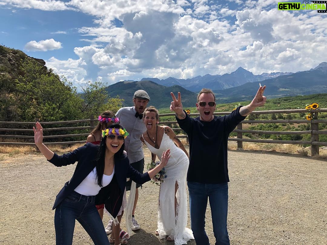 Kiefer Sutherland - 10K Likes - My friend @marcimichelle married @trippyhippypeteskeet on the side of the road. How cool is that?!