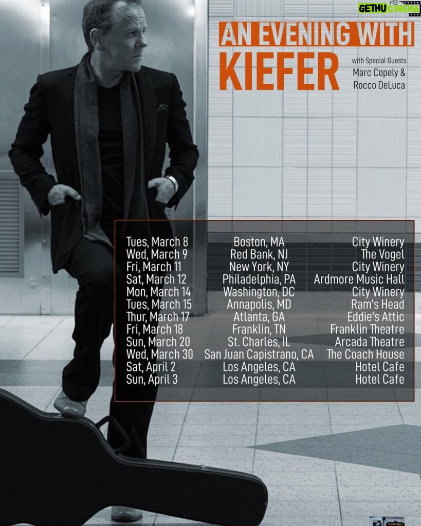 Kiefer Sutherland Instagram - Tickets for Kiefer’s US tour on sale NOW. See stories and TICKETS highlights for link.