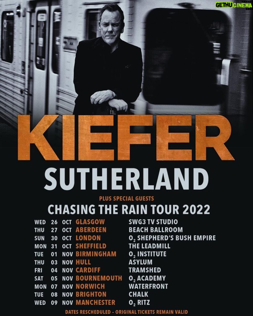 Kiefer Sutherland Instagram - Rescheduled UK & EUROPEAN tour dates now available on Kiefer’s website. KIEFERSUTHERLAND.NET. Link in highlights
