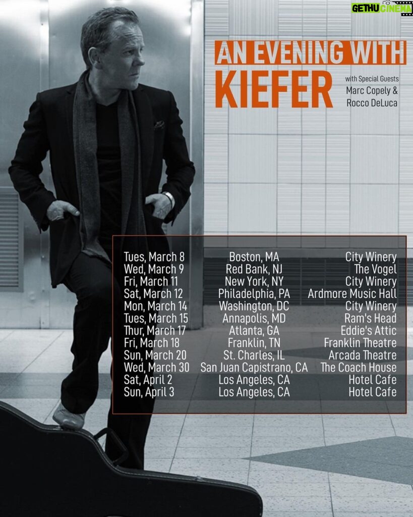 Kiefer Sutherland Instagram - ‘Can’t wait to play these new songs. Hope to see you soon’ - Tickets go on sale Friday. See stories / Highlights for link.